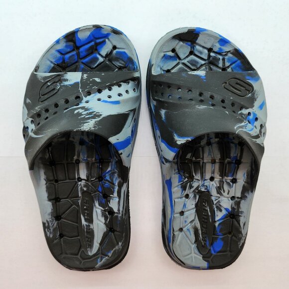 Kids Slip on Shoes/Slide Sandals in Black Grey & Blue - Picture 5 of 6